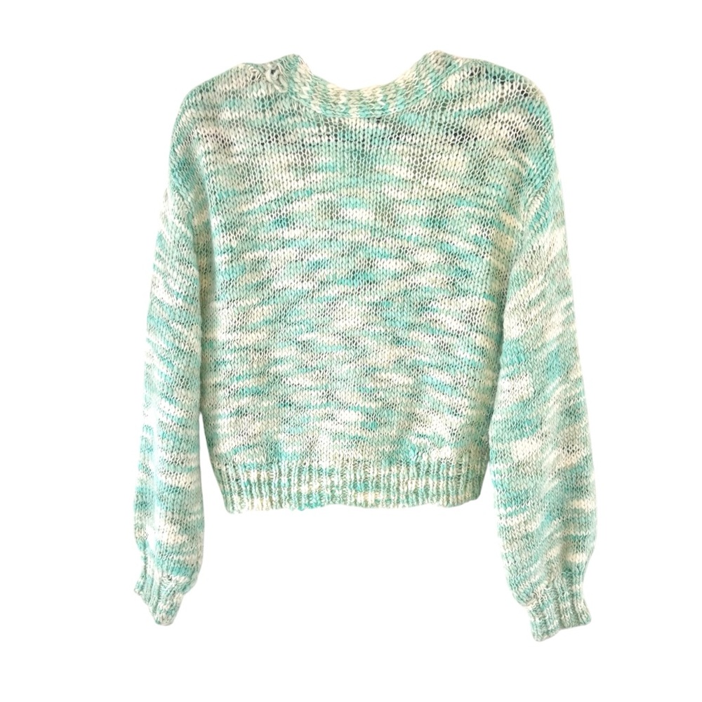 Wild Fable Cropped Chunky Cardigan Mint Green Space Dye Knit S Soft Sweater - Picture 2 of 10
